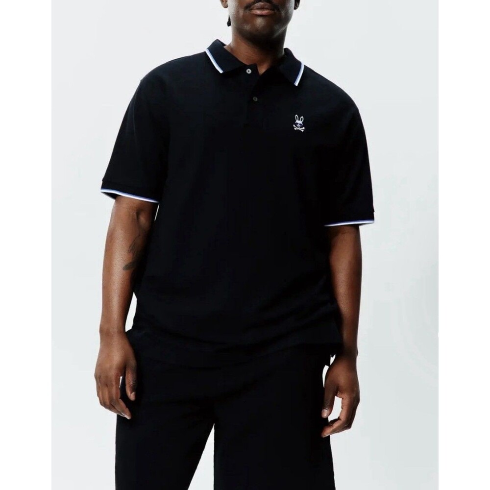 Psycho Bunny Men’s 2XL Tall Sunny Pique Polo Pima Cotton Black